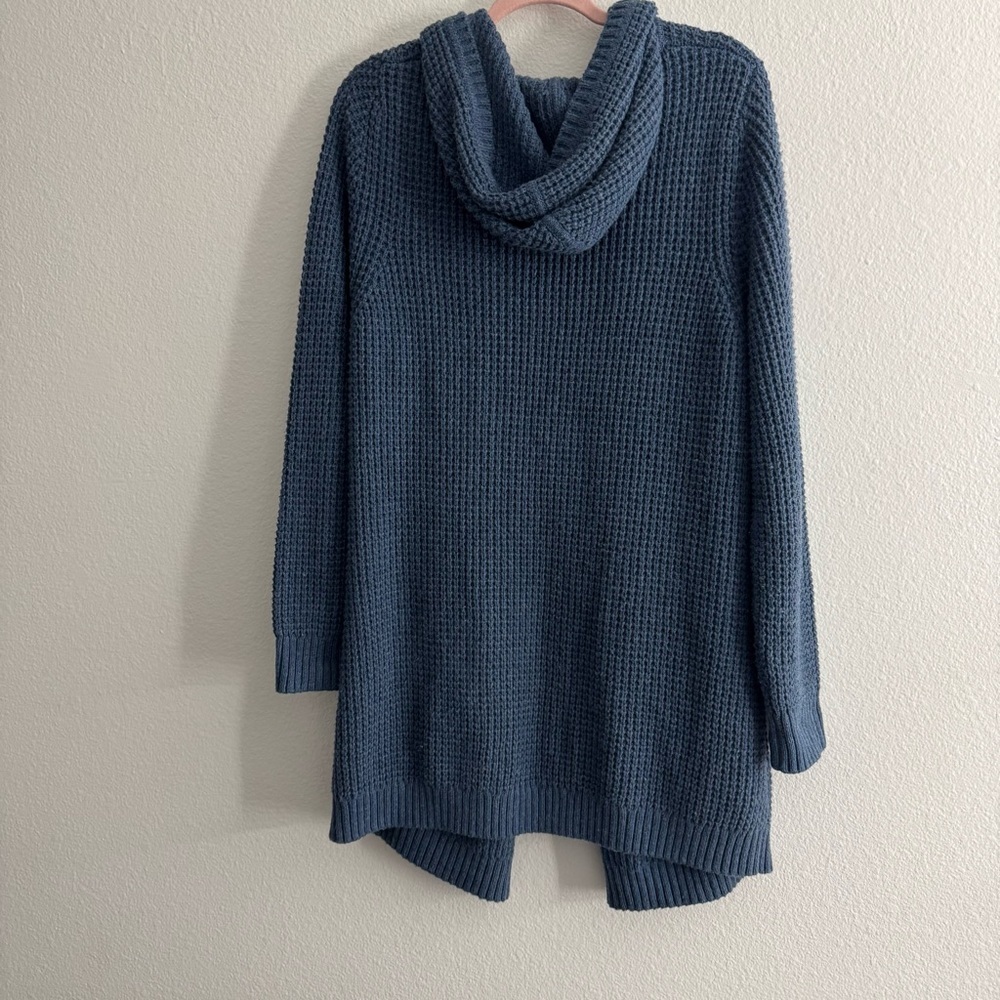 LL Bean Women’s Navy Hooded Knit Oversized Open Cardigan Sweater Size XL - Picture 4 of 5